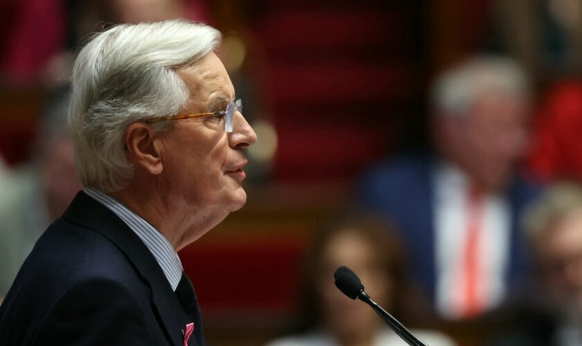 Michel Barnier, lors de son discours de politique générale, à l'Assemblée nationale, mardi 1er octobre 2024.