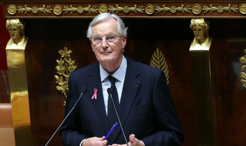 Le Premier ministre Michel Barnier lors de sa déclaration de politique générale à l'Assemblée nationale, le 1er octobre 2024