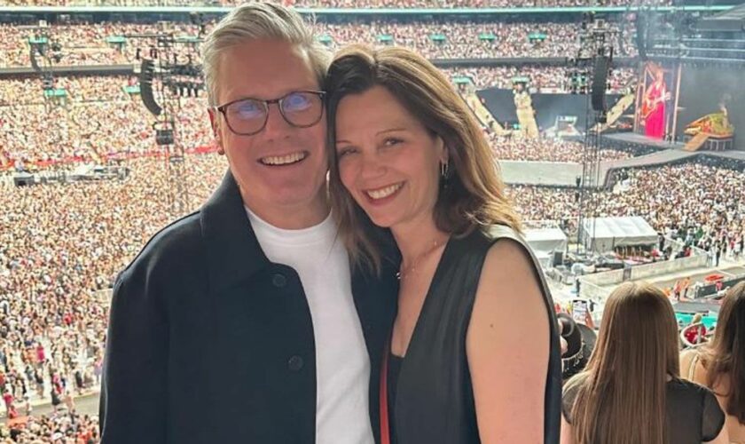 Keir Starmer with wife Victoria at Taylor Swift's Wembley gig. Pic: Keir Starmer/X