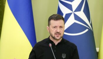 Volodymyr Zelensky en recevant à Kiev le nouveau chef de l'Otan Mark Rutte, jeudi 3 octobre 2024.