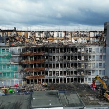 The Spectrum Building in Dagenham after the fire