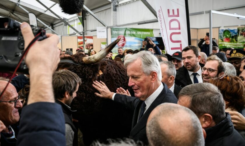 Michel Barnier au sommet de l'élevage à Cournon-d'Auvergne (Puy-de-Dôme), vendredi 4 octobre 2024.