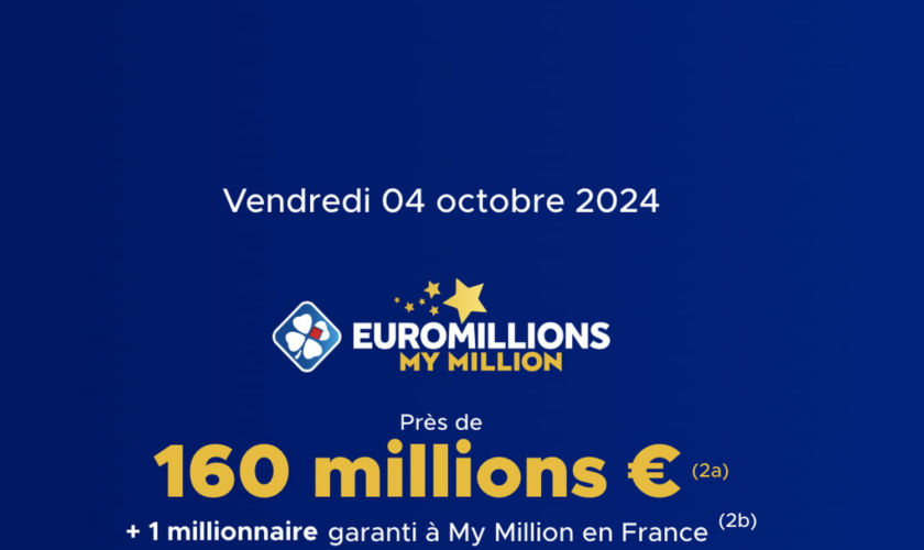 Résultat Euromillions (FDJ) : le tirage du vendredi 4 octobre 2024, 160 millions d'euros en jeu