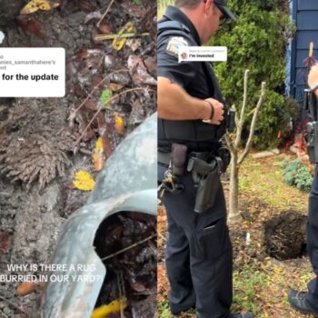 A woman discovered a mysterious rug buried in her backyard — and the internet believes it’s a dead body