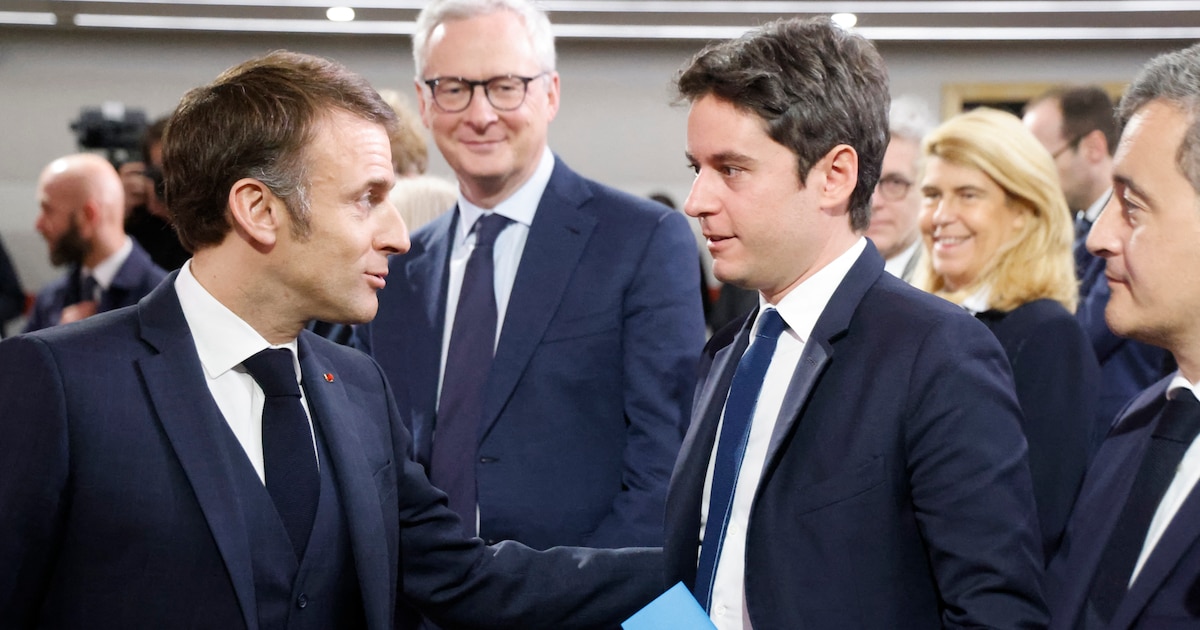 Emmanuel Macron, Gabriel Attal, le 12 mars 2024 à Paris