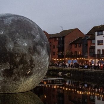 Giant moon replica installed on water in Somerset town deflates in ‘extreme weather’