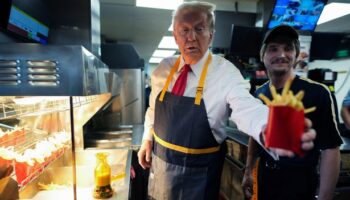 Donald Trump bizarrely works in McDonald's and says 'he might come back and do it again'