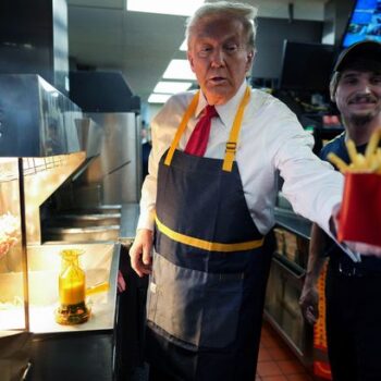 Donald Trump bizarrely works in McDonald's and says 'he might come back and do it again'