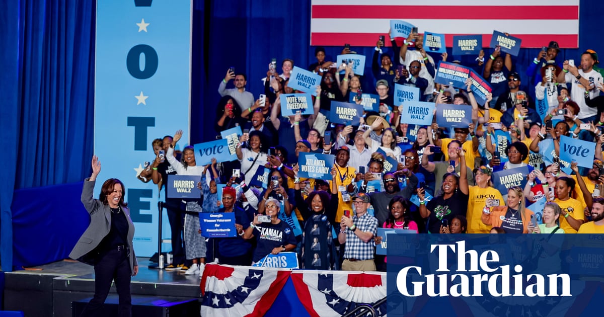 Harris stresses abortion rights and early voting in packed Atlanta rally