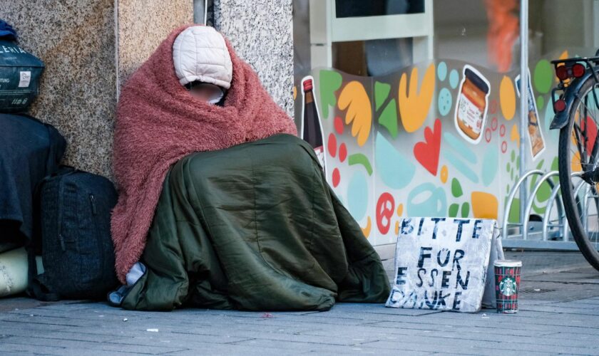 Ein Obdachloser in Düsseldorf