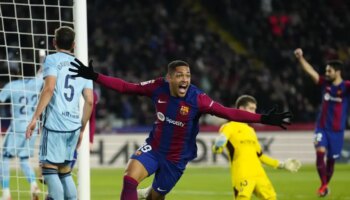 Los dos goles de Vitor Roque en el Barcelona, partiendo desde la izquierda