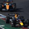 Max Verstappen with Lando Norris right behind him in the US Grand Prix