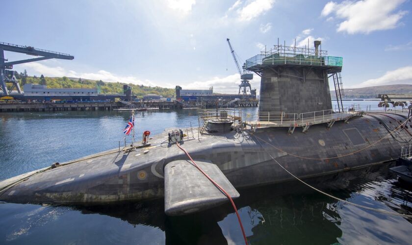 Vanguard-class submarine HMS Vigilant, one of the UK's four nuclear warhead-carrying submarines at HM Naval Base Clyde, Faslane, west of Glasgow, Scotland on April 29, 2019. A tour of the submarine was arranged to mark fifty years of the continuous, at sea nuclear deterrent. (Photo by James Glossop / POOL / AFP)