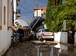 Greek party towns devastated by flash floods as Storm Bora destroys roads and bridges after claiming the lives of three people