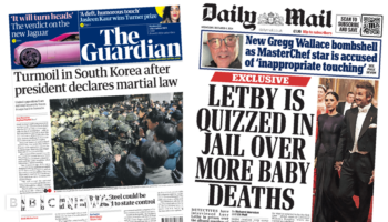 The Papers: ‘Turmoil in South Korea’ and ‘Letby quizzed’ in jail