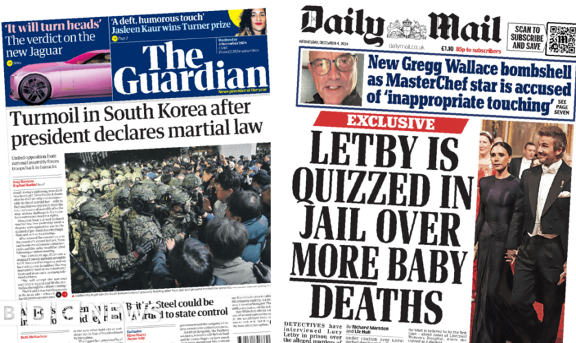 The Papers: ‘Turmoil in South Korea’ and ‘Letby quizzed’ in jail