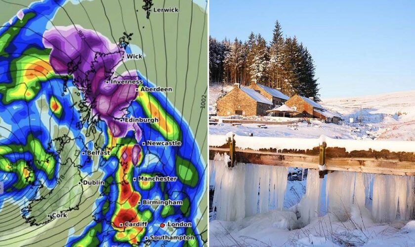 UK snow maps show 15cm per hour Arctic blitz to hit whole country in 30-hour white-out