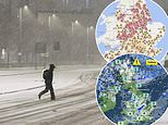 Map reveals where winter blast will dump up to four inches of snow within hours – as UK grapples with flooding, flight disruption and bin collection chaos